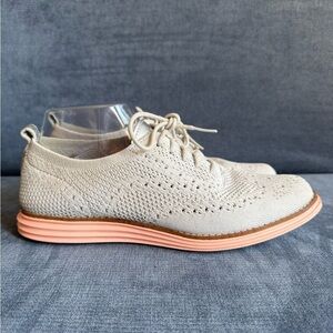 Cole Haan Womens Original Grand Stitch Lite Wingtip Lace Up Shoes SZ 8.5 Grey